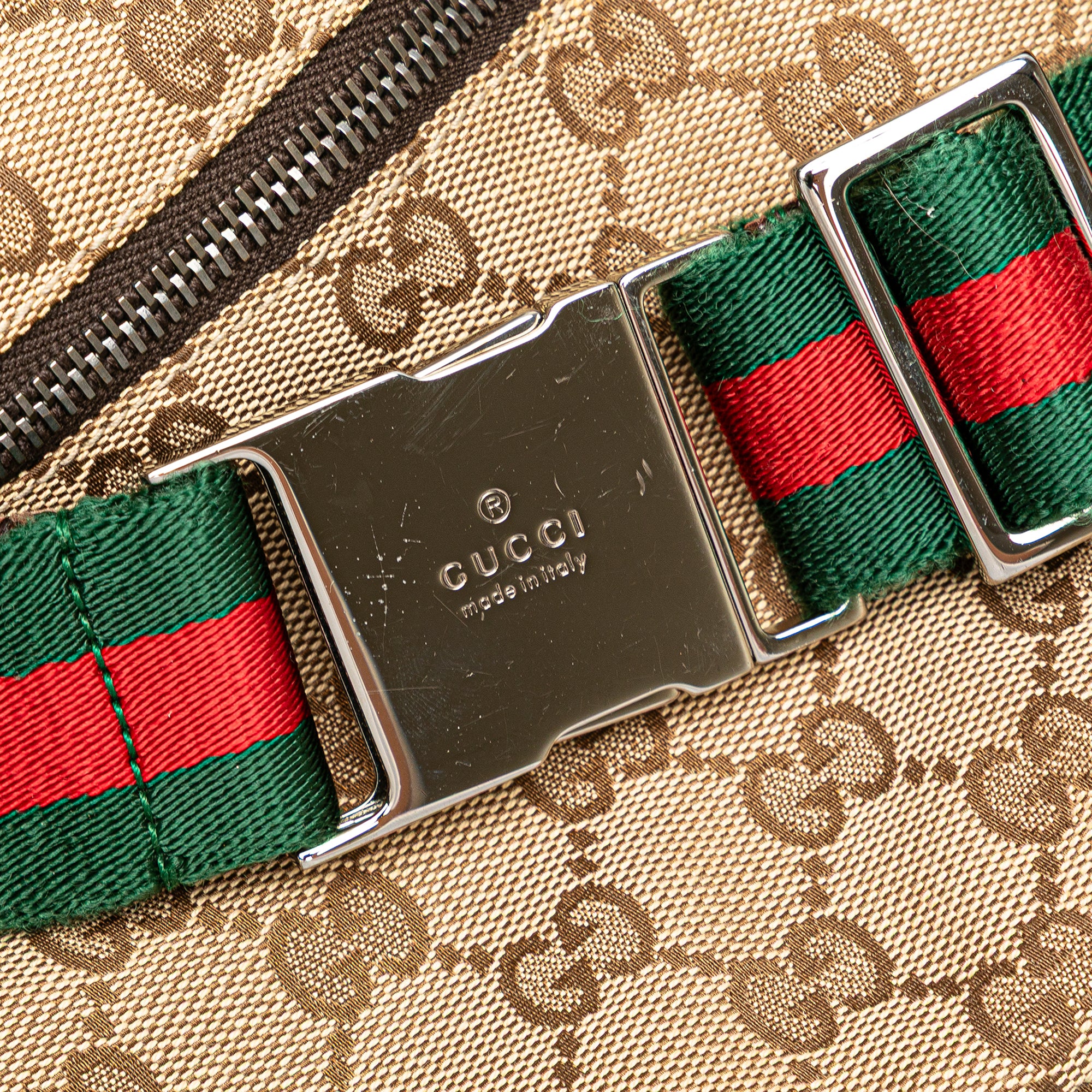 GG Canvas Web Double Pocket Belt Bag