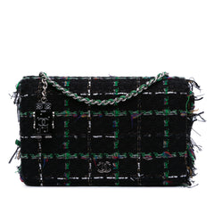 Quilted Boucle Tweed Robot Charm Wallet On Chain
