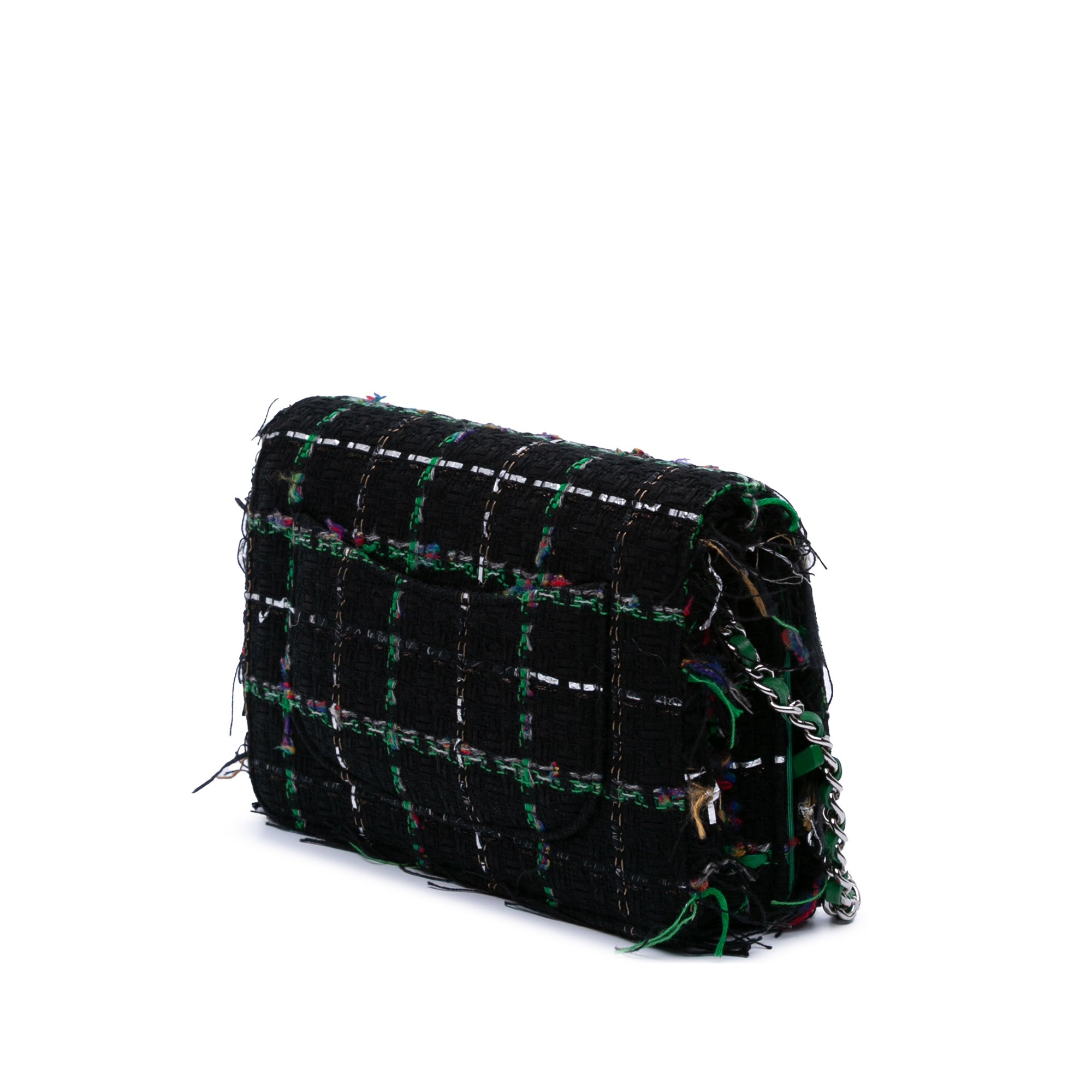 Quilted Boucle Tweed Robot Charm Wallet On Chain