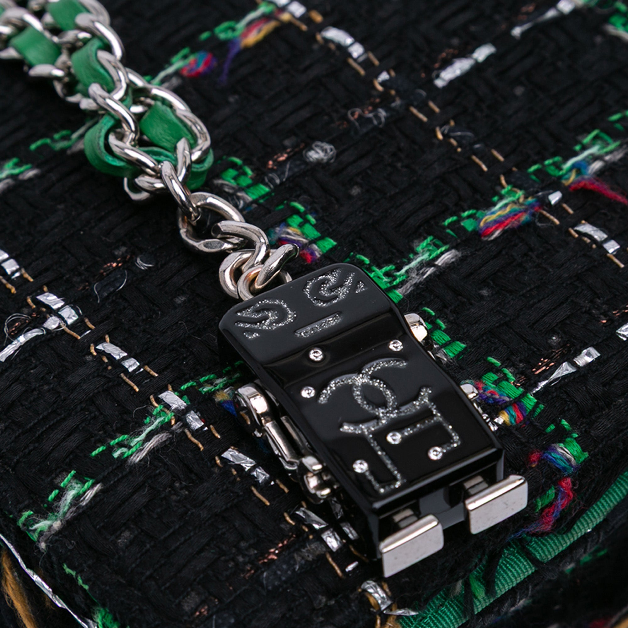 Quilted Boucle Tweed Robot Charm Wallet On Chain