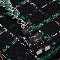 Quilted Boucle Tweed Robot Charm Wallet On Chain