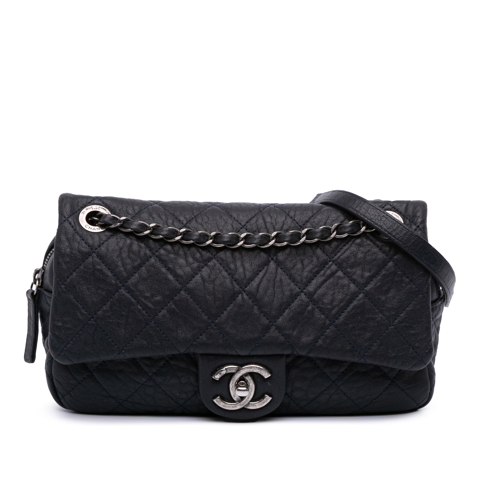 Small Quilted Distressed Calfskin Easy Flap
