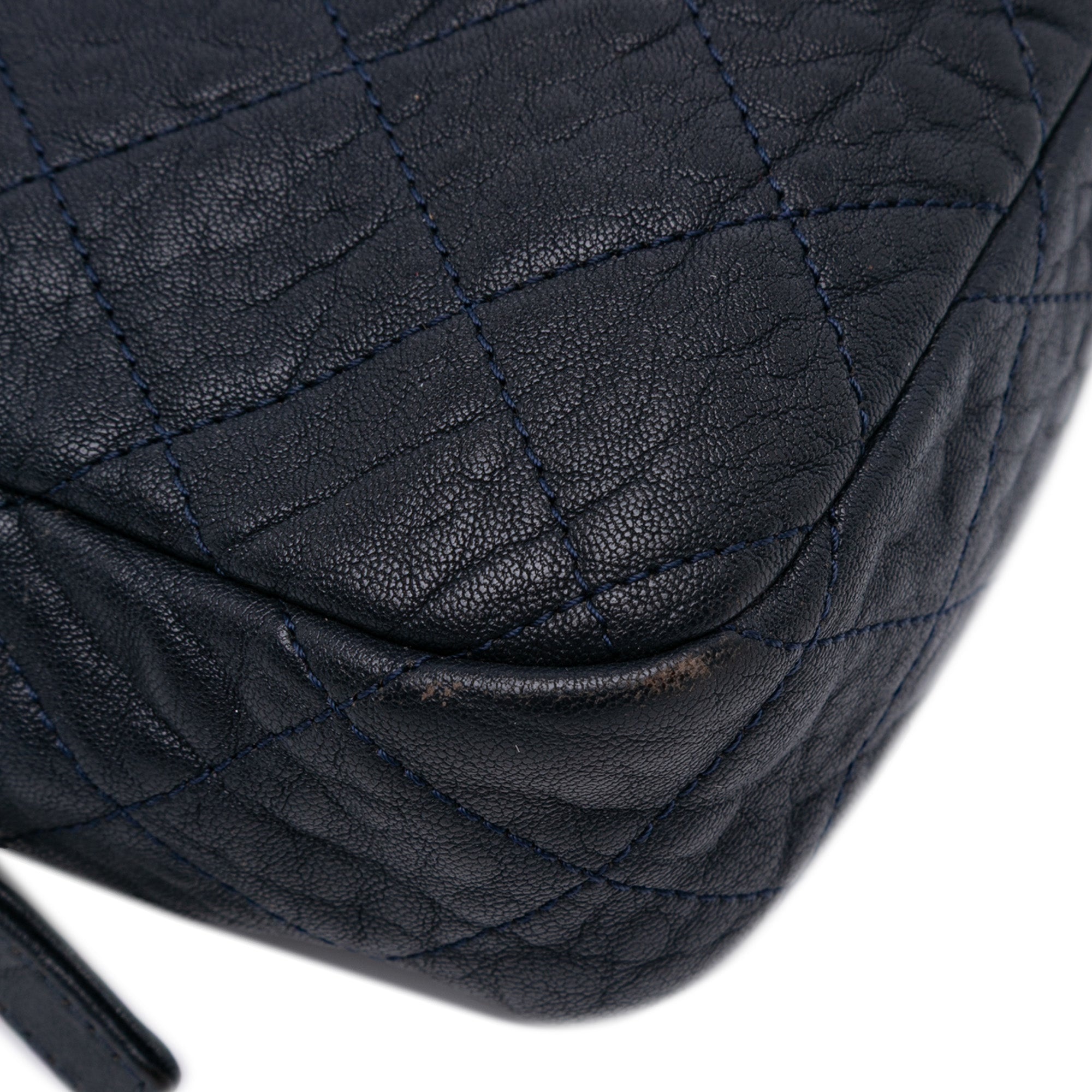 Small Quilted Distressed Calfskin Easy Flap
