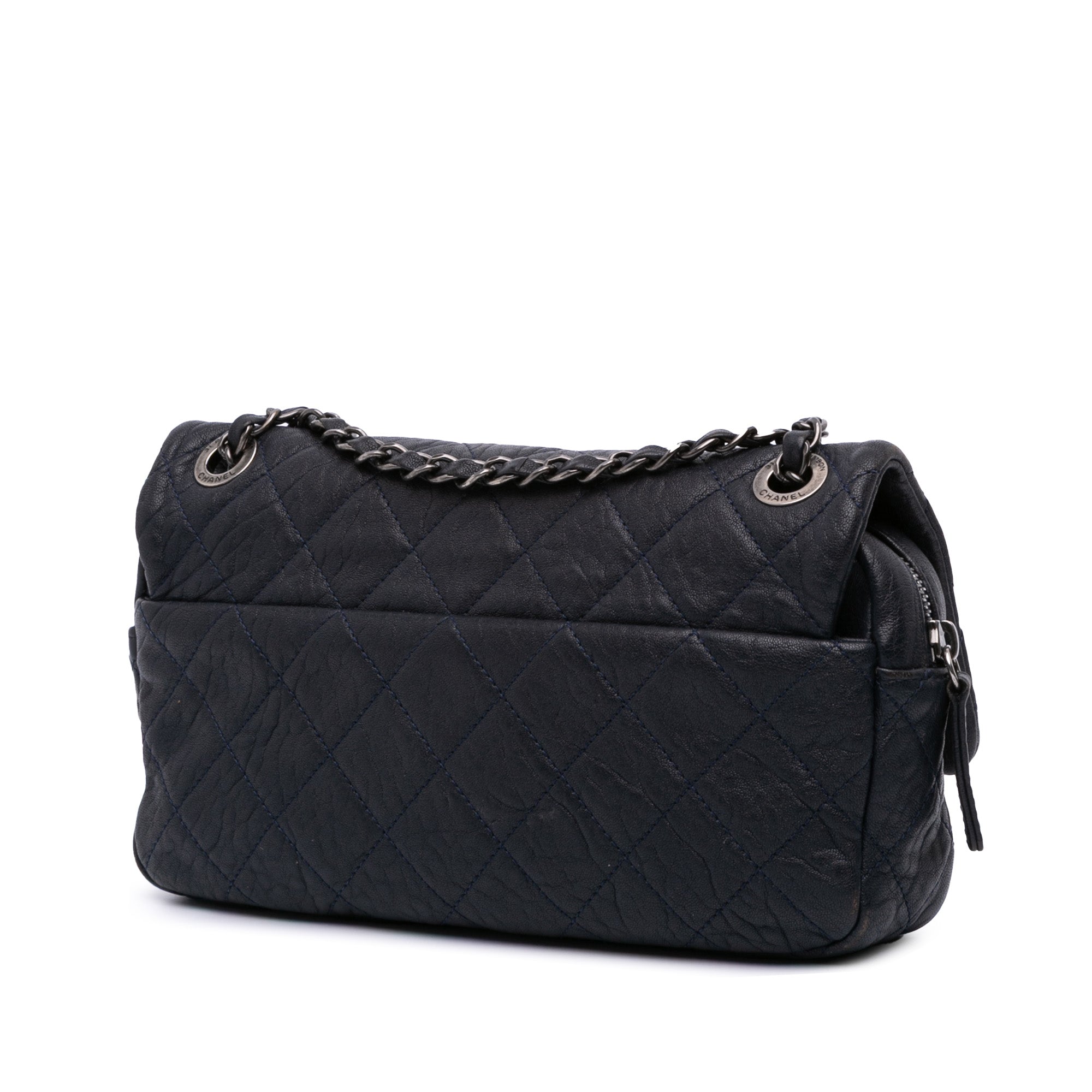 Small Quilted Distressed Calfskin Easy Flap