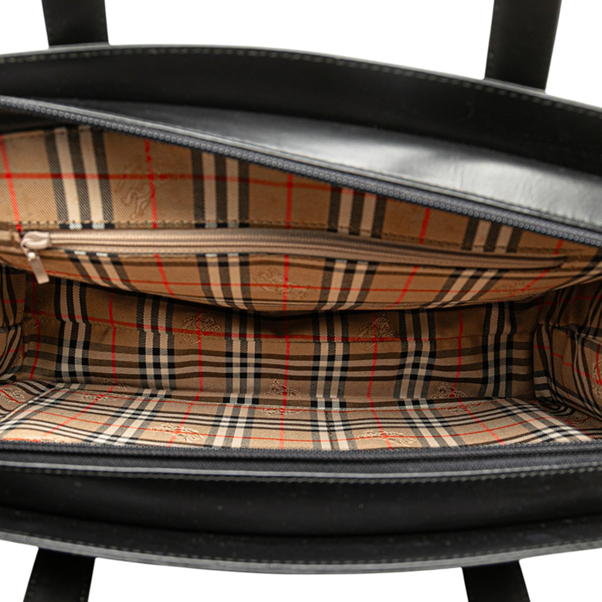 House Check Trimmed Leather Handbag