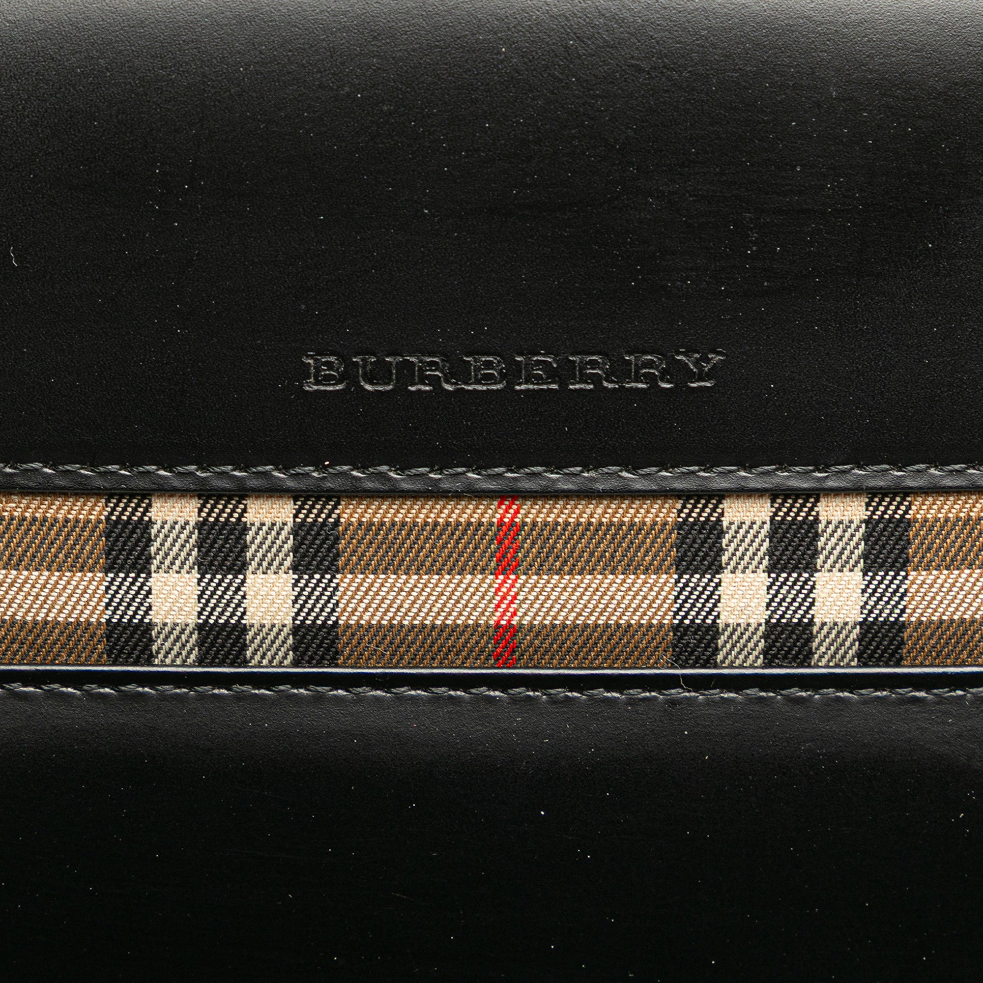 House Check Trimmed Leather Handbag