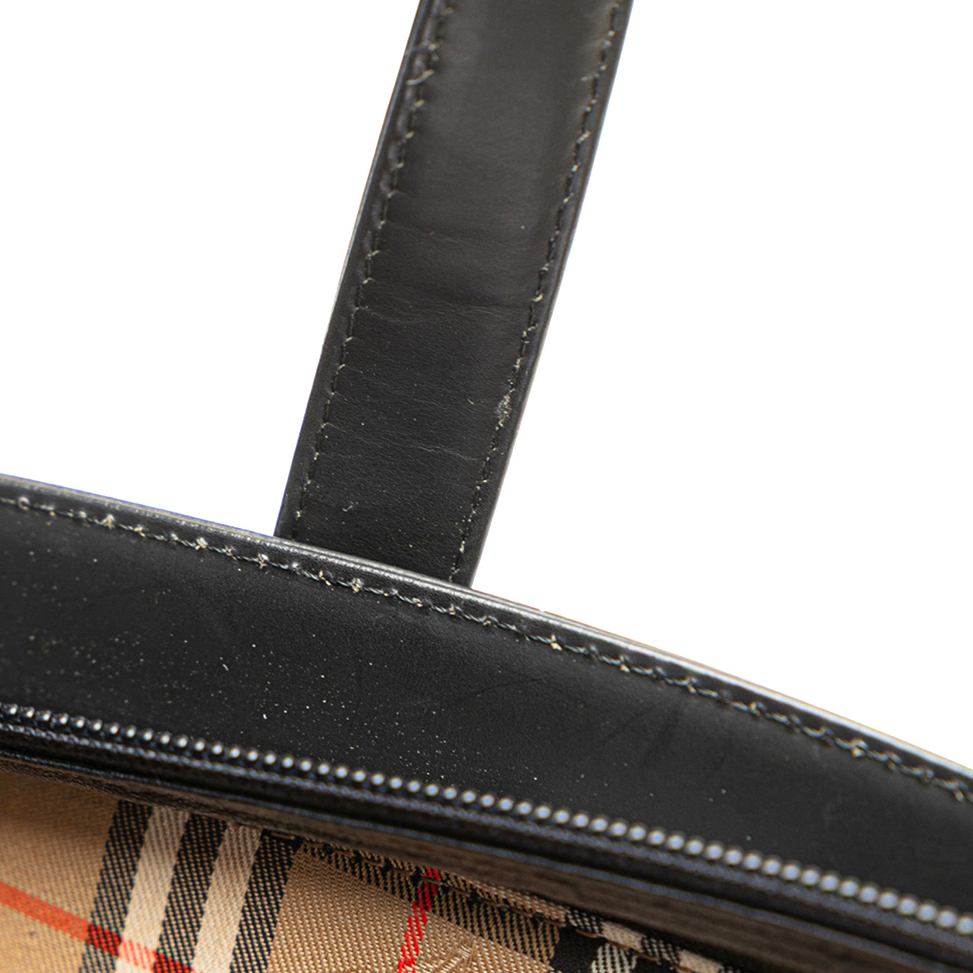 House Check Trimmed Leather Handbag