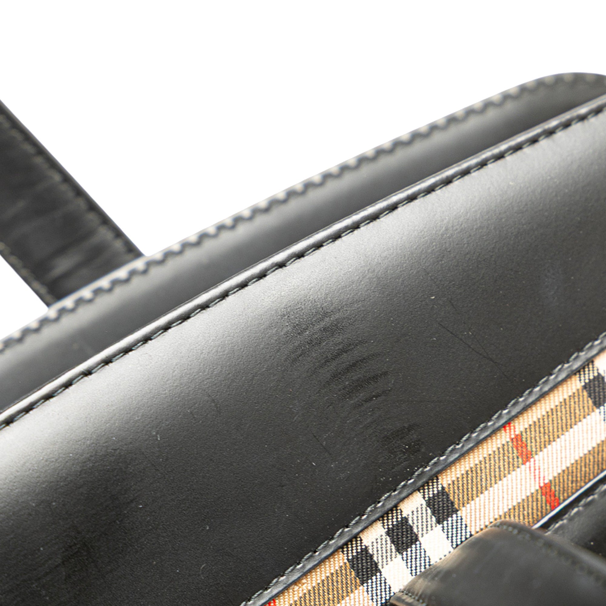 House Check Trimmed Leather Handbag