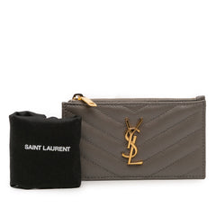 Grain De Poudre Chevron Monogram Fragments Zippered Card Case