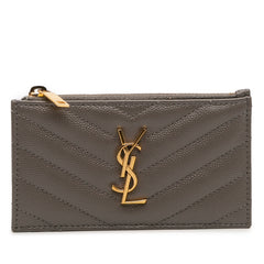 Grain De Poudre Chevron Monogram Fragments Zippered Card Case