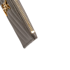 Grain De Poudre Chevron Monogram Fragments Zippered Card Case