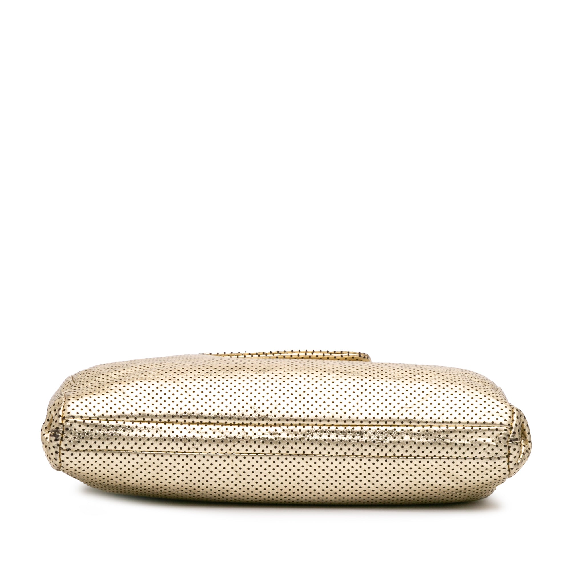 Perforated Crackled Metallic Calfskin Drill Tote