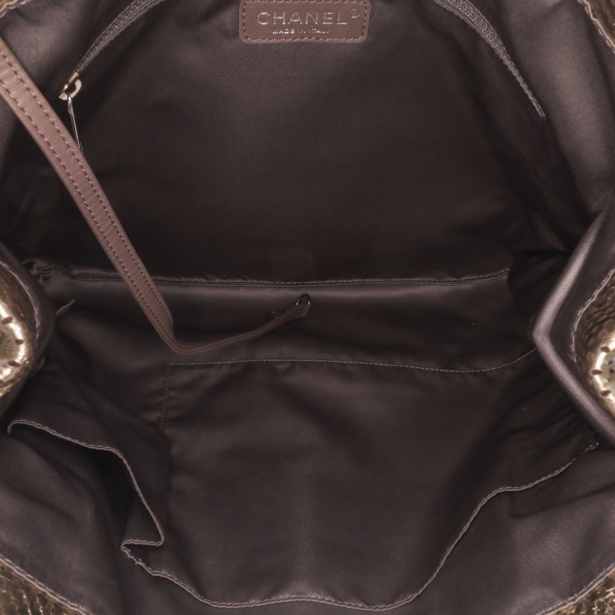 Perforated Crackled Metallic Calfskin Drill Tote