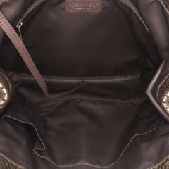 Perforated Crackled Metallic Calfskin Drill Tote