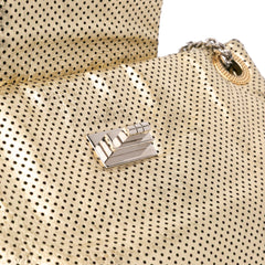 Perforated Crackled Metallic Calfskin Drill Tote