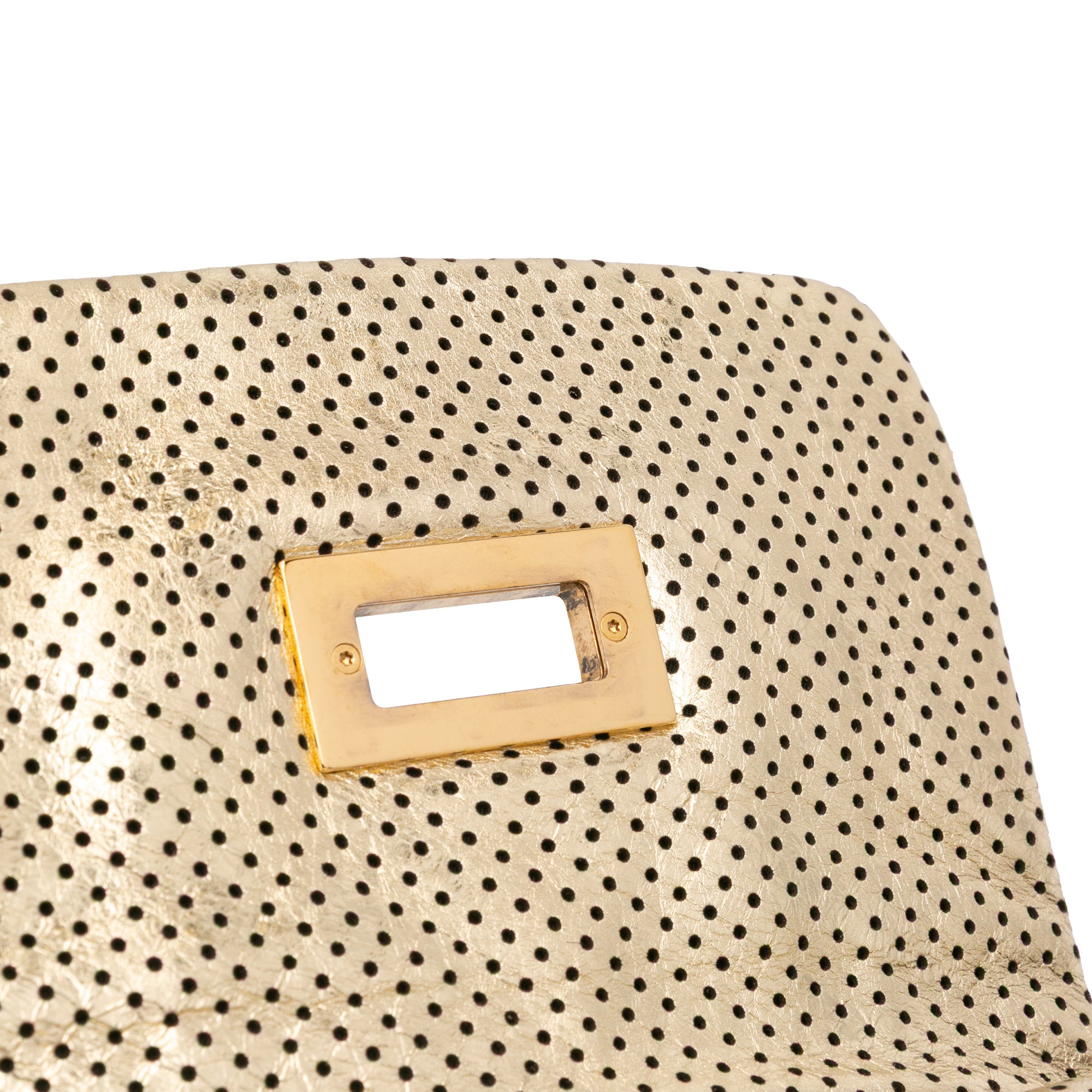 Perforated Crackled Metallic Calfskin Drill Tote