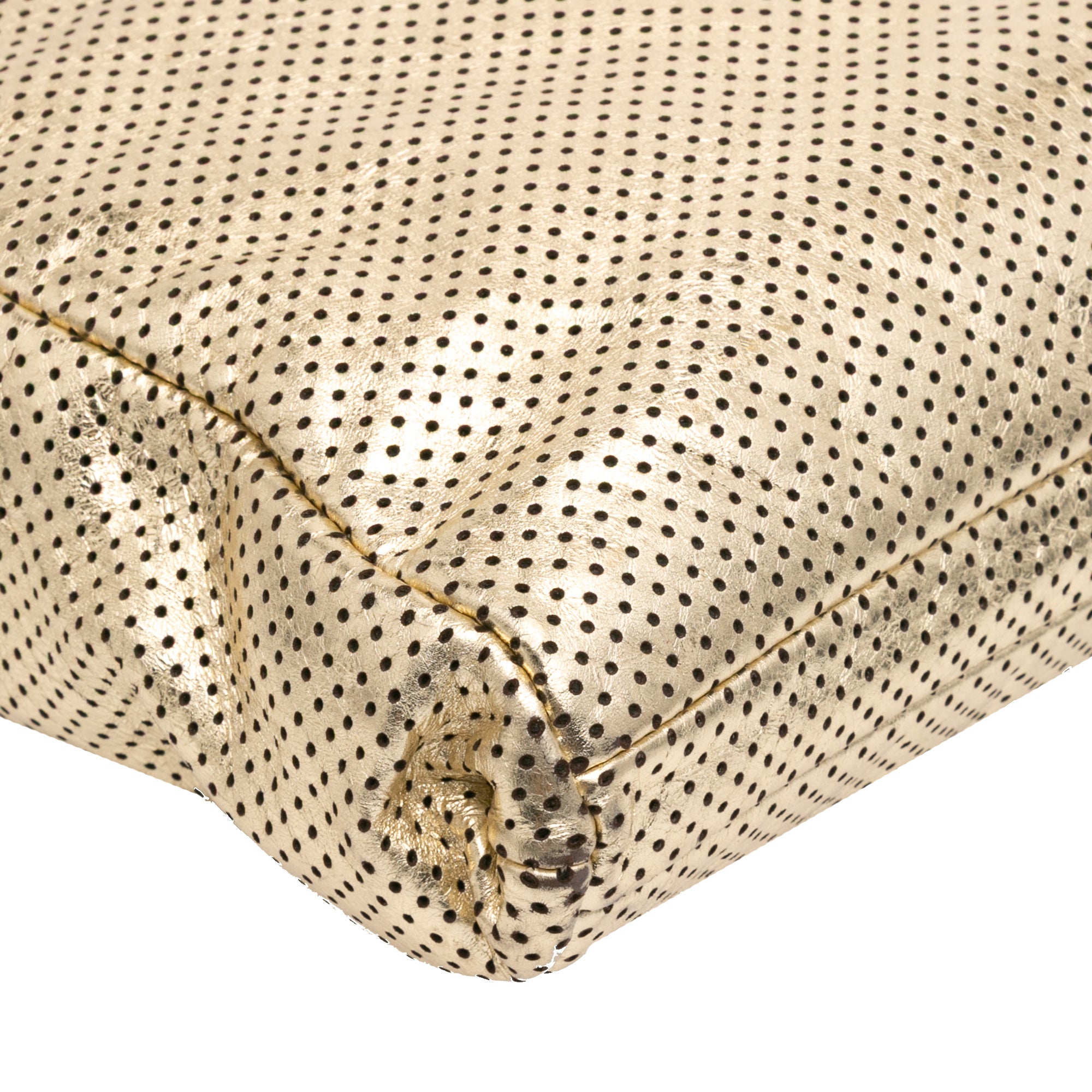 Perforated Crackled Metallic Calfskin Drill Tote