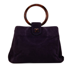 CC Suede Tortoise Top Handle Handbag_0