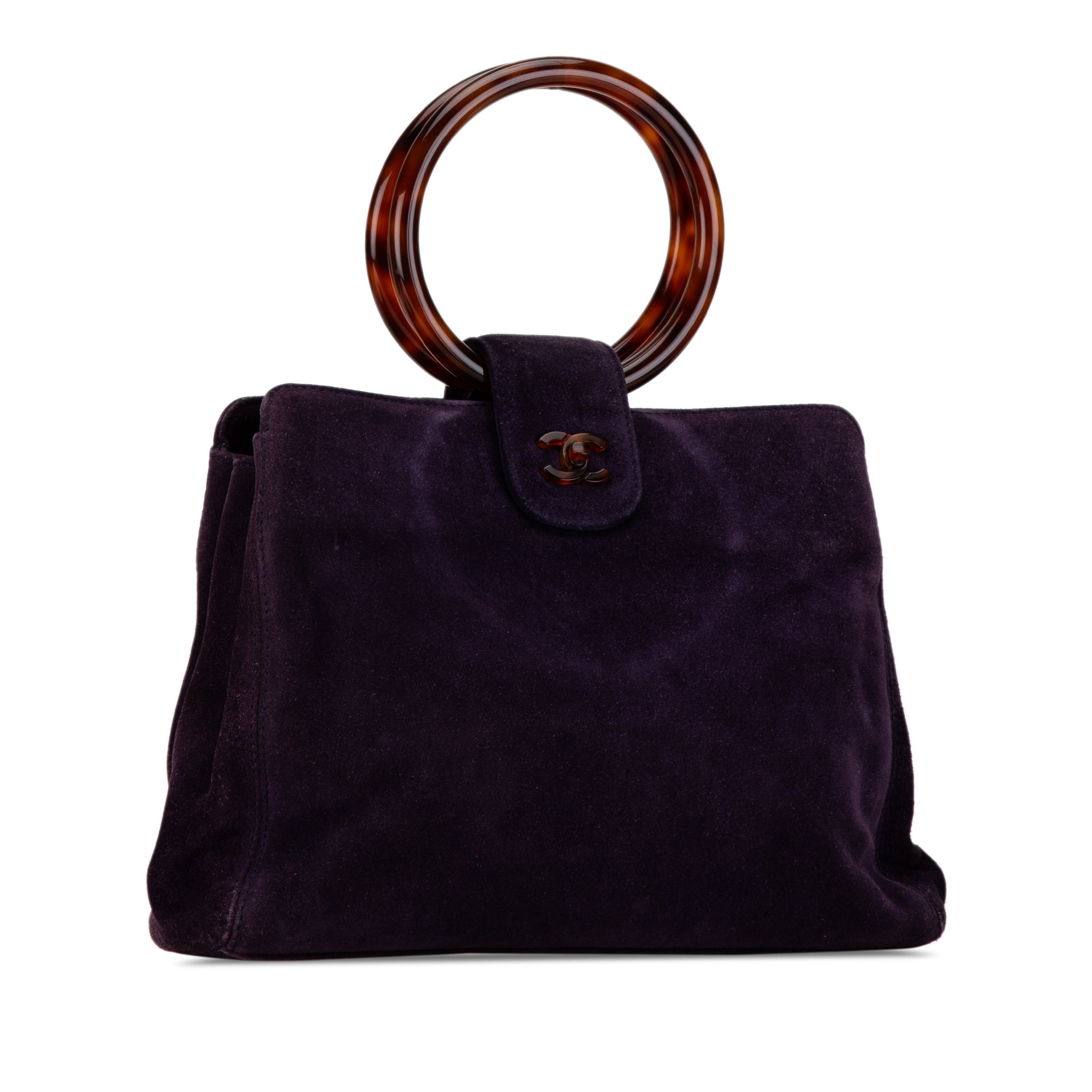 CC Suede Tortoise Top Handle Handbag_1