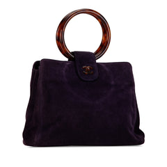 CC Suede Tortoise Top Handle Handbag_1