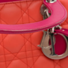 Medium Bicolor Lambskin Cannage Lady Dior