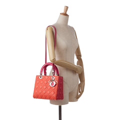 Medium Bicolor Lambskin Cannage Lady Dior