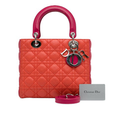 Medium Bicolor Lambskin Cannage Lady Dior