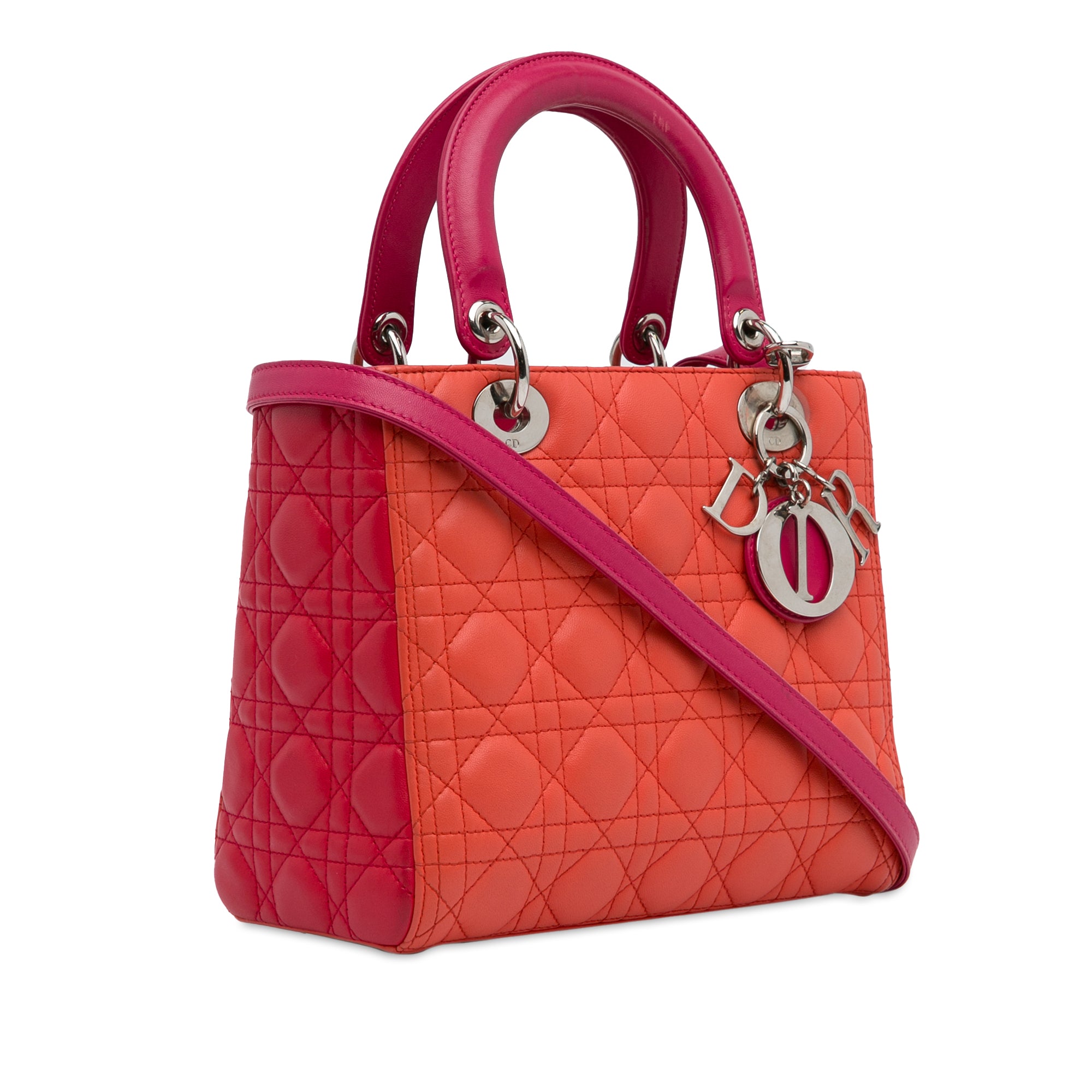 Medium Bicolor Lambskin Cannage Lady Dior