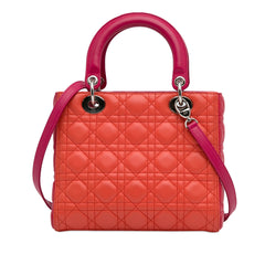 Medium Bicolor Lambskin Cannage Lady Dior