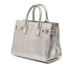 Nano Metallic Crinkled Calfskin Supple Sac De Jour Satchel