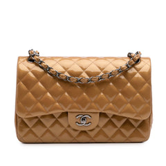 Jumbo Classic Metallic Patent Double Flap