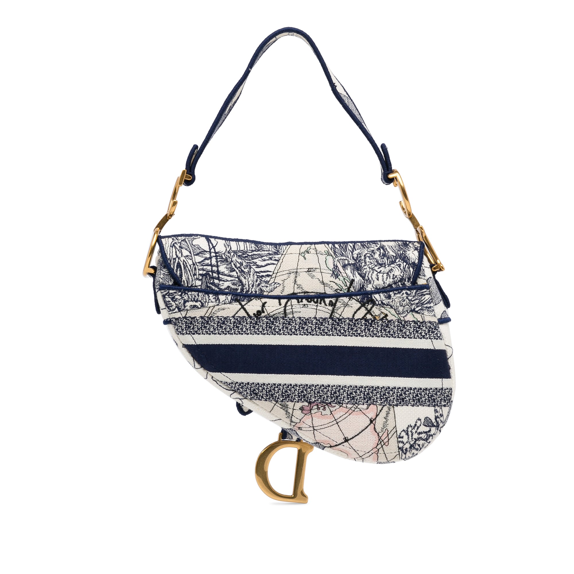 Embroidered Canvas Around The World Saddle Bag_2