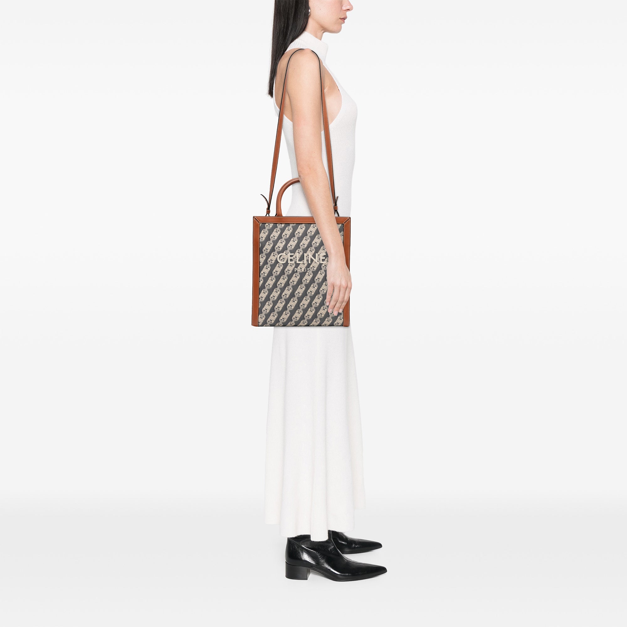 Small Triomphe Canvas Maillon Vertical Cabas Satchel