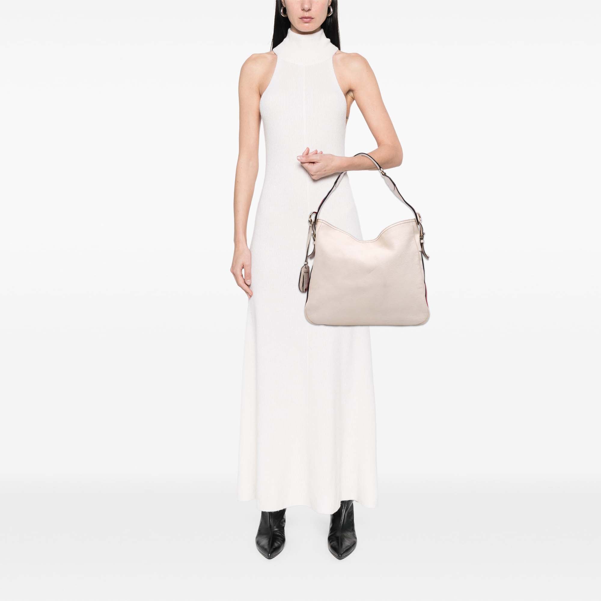 Medium Pebbled Calfskin Web Heritage Shoulder Bag