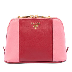 Bicolor Saffiano Cosmetic Pouch