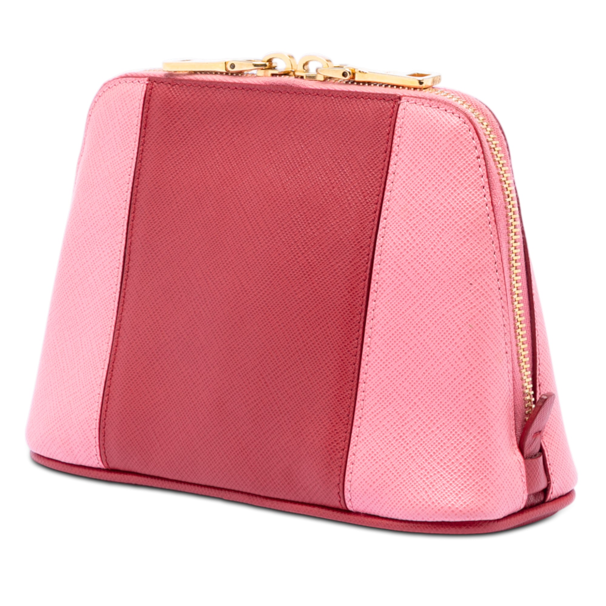 Bicolor Saffiano Cosmetic Pouch