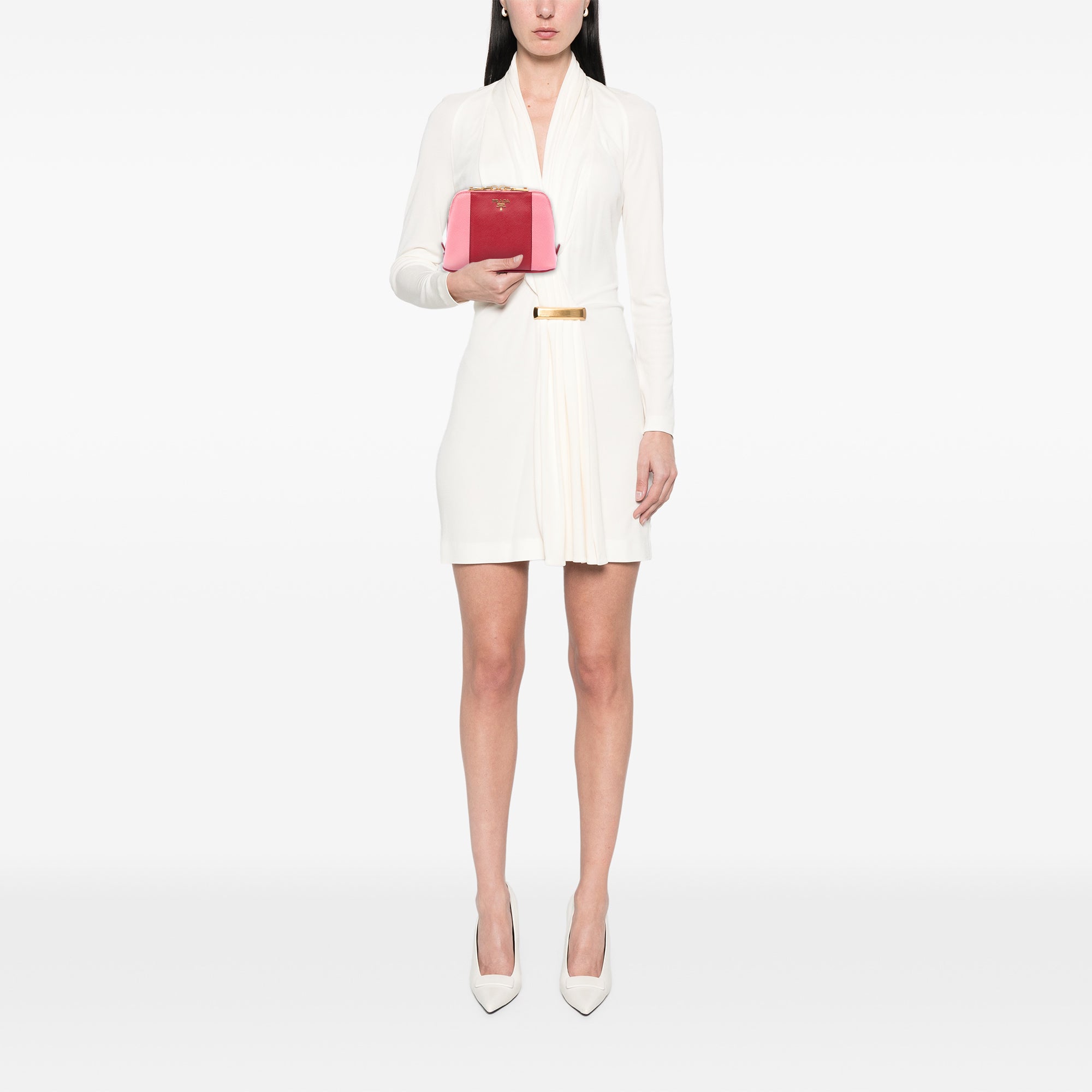 Bicolor Saffiano Cosmetic Pouch