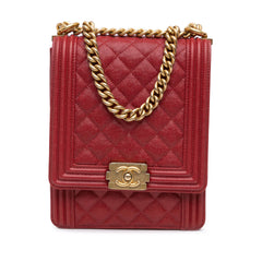 Quilted Caviar North South Boy Flap