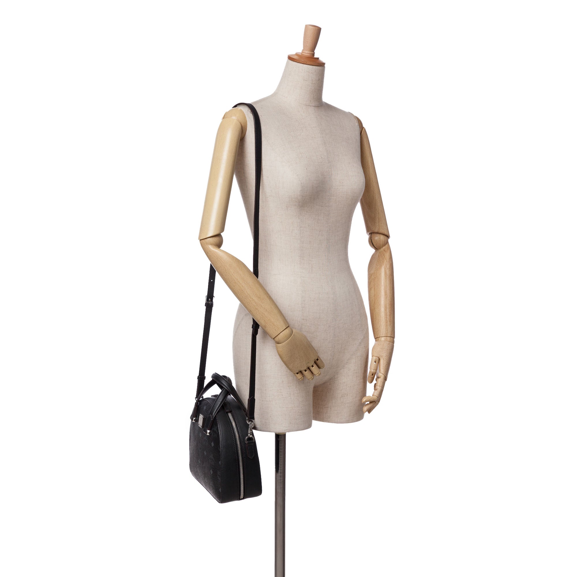 Small Visetos Coated Canvas Half Moon Satchel