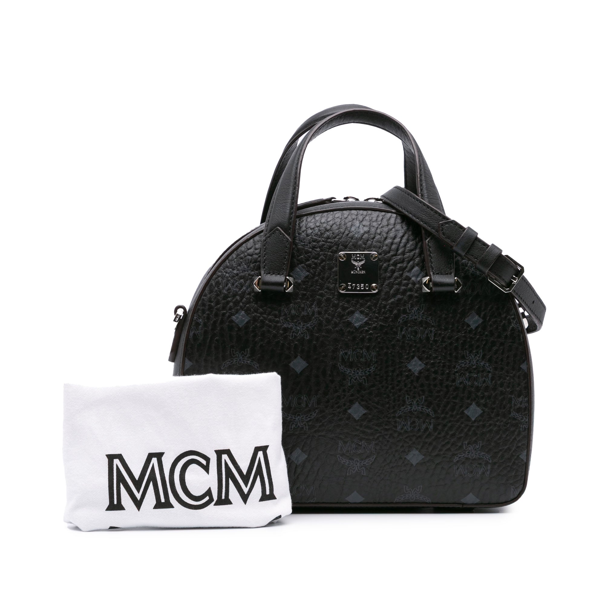 Small Visetos Coated Canvas Half Moon Satchel