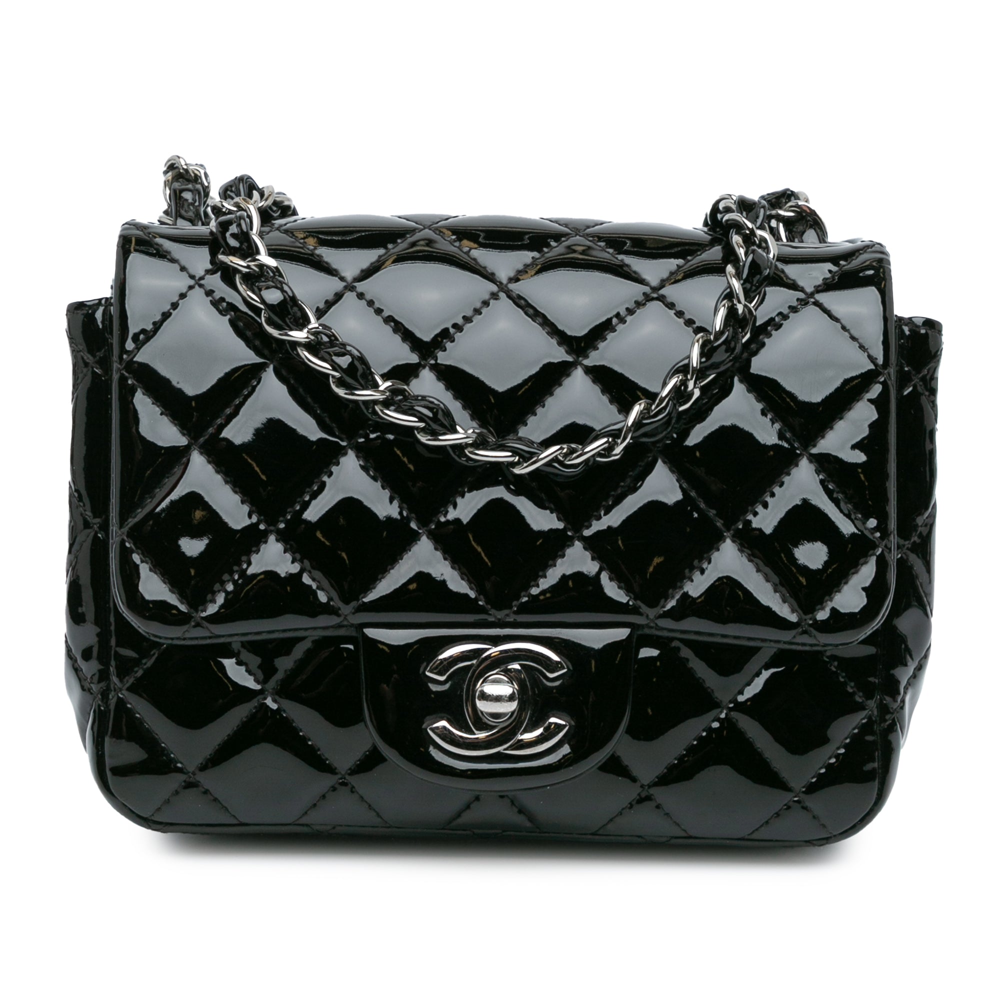 Mini Square Classic Patent Single Flap