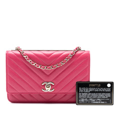 Chevron Lambskin Trendy CC Chain Wallet on Chain
