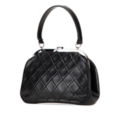 CC Quilted Lambskin Kiss Lock Frame Top Handle Bag