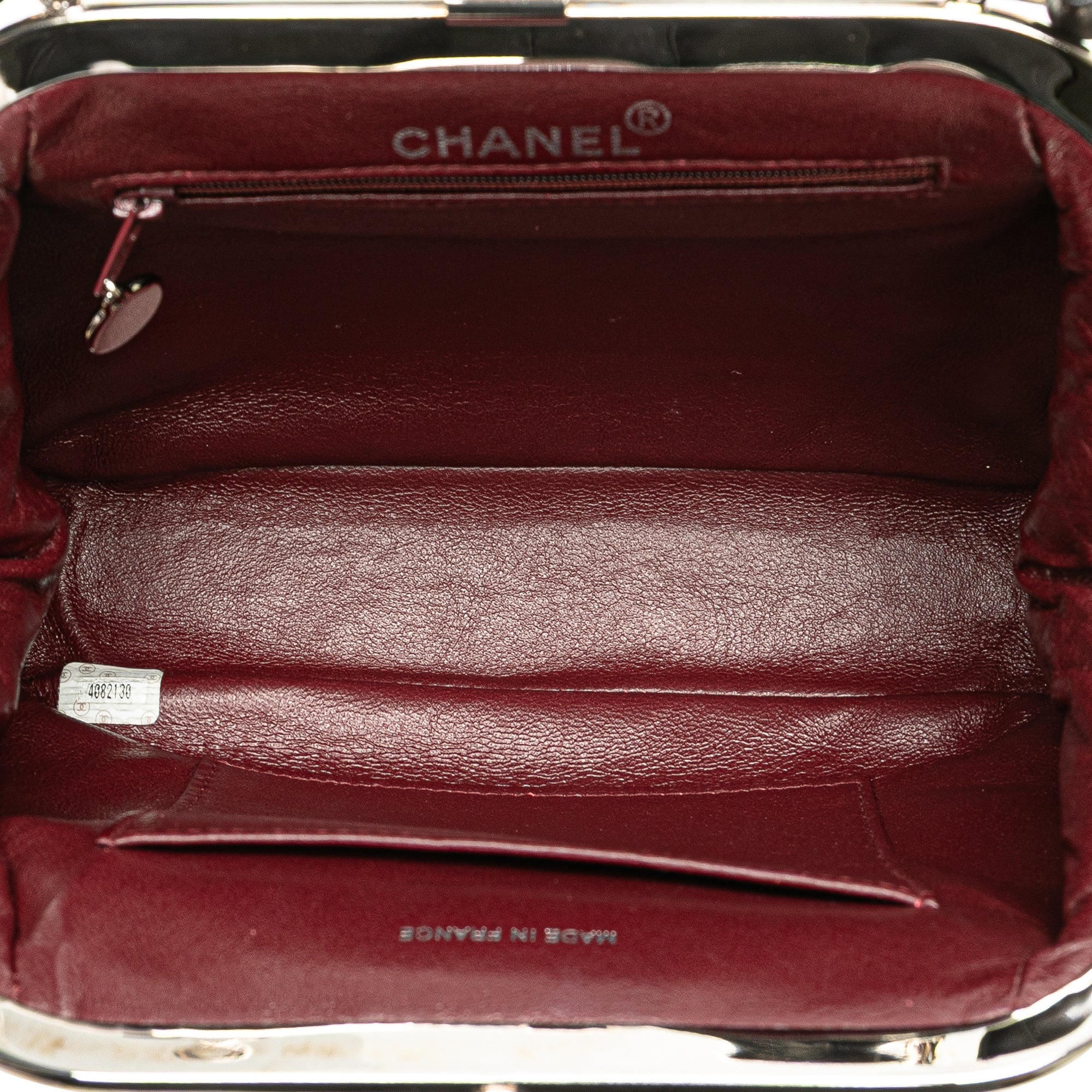 CC Quilted Lambskin Kiss Lock Frame Top Handle Bag