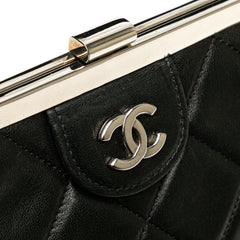 CC Quilted Lambskin Kiss Lock Frame Top Handle Bag