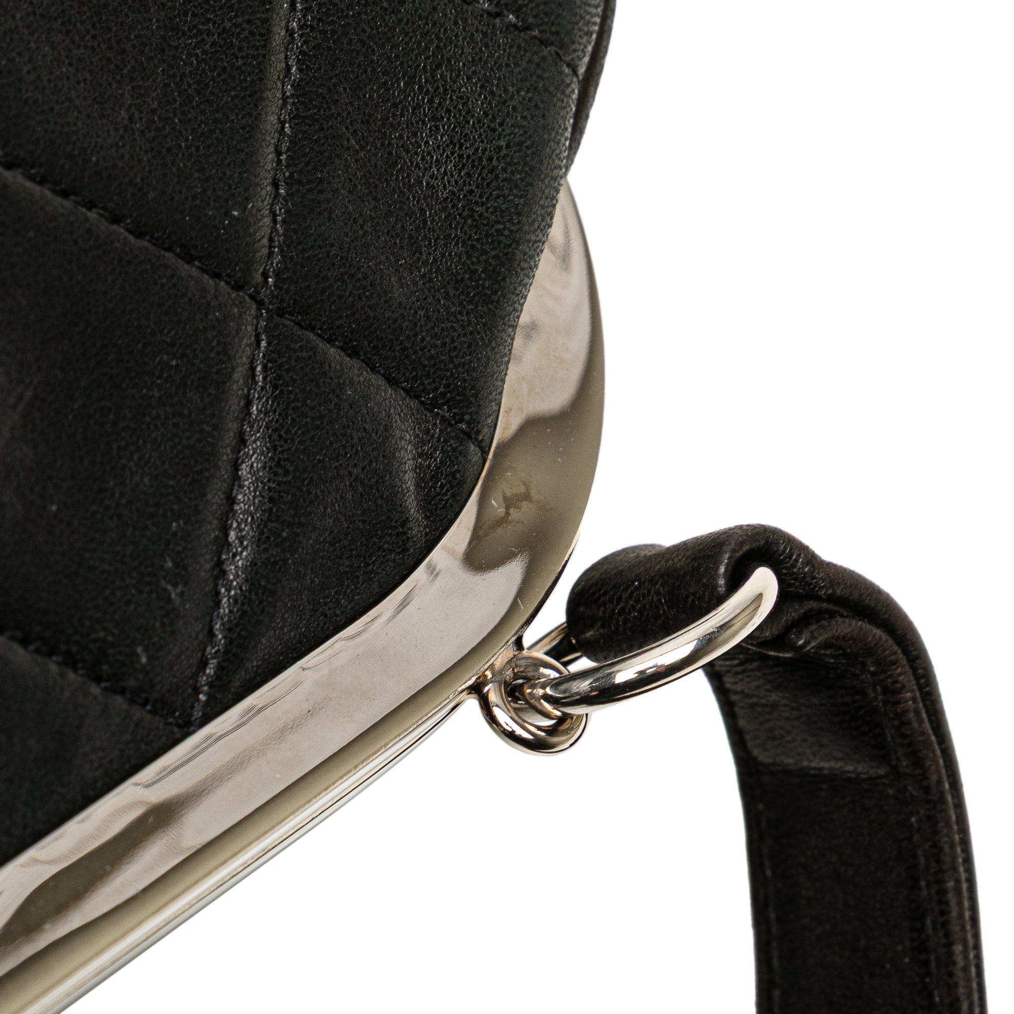 CC Quilted Lambskin Kiss Lock Frame Top Handle Bag