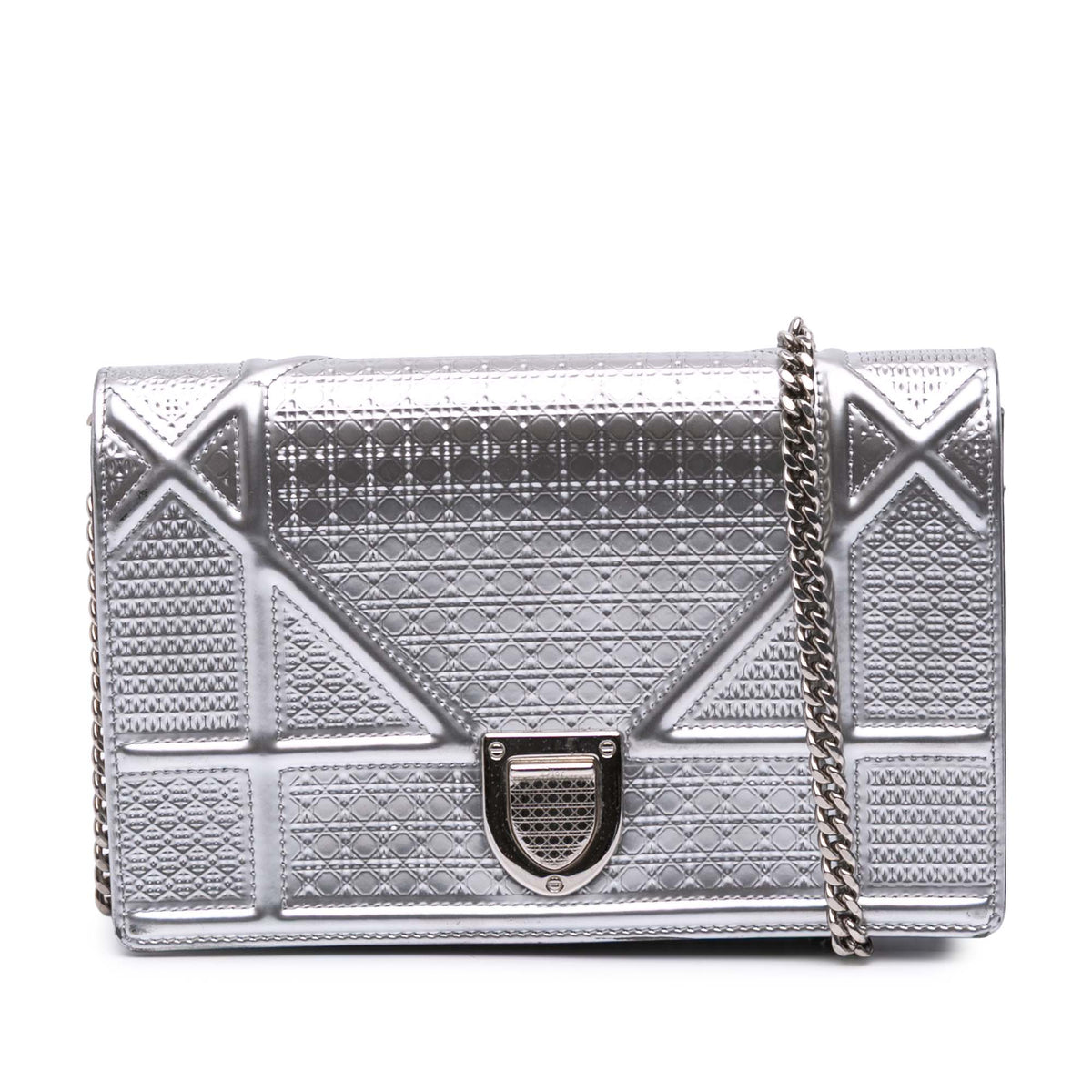 Metallic Patent Microcannage Diorama Wallet on Chain