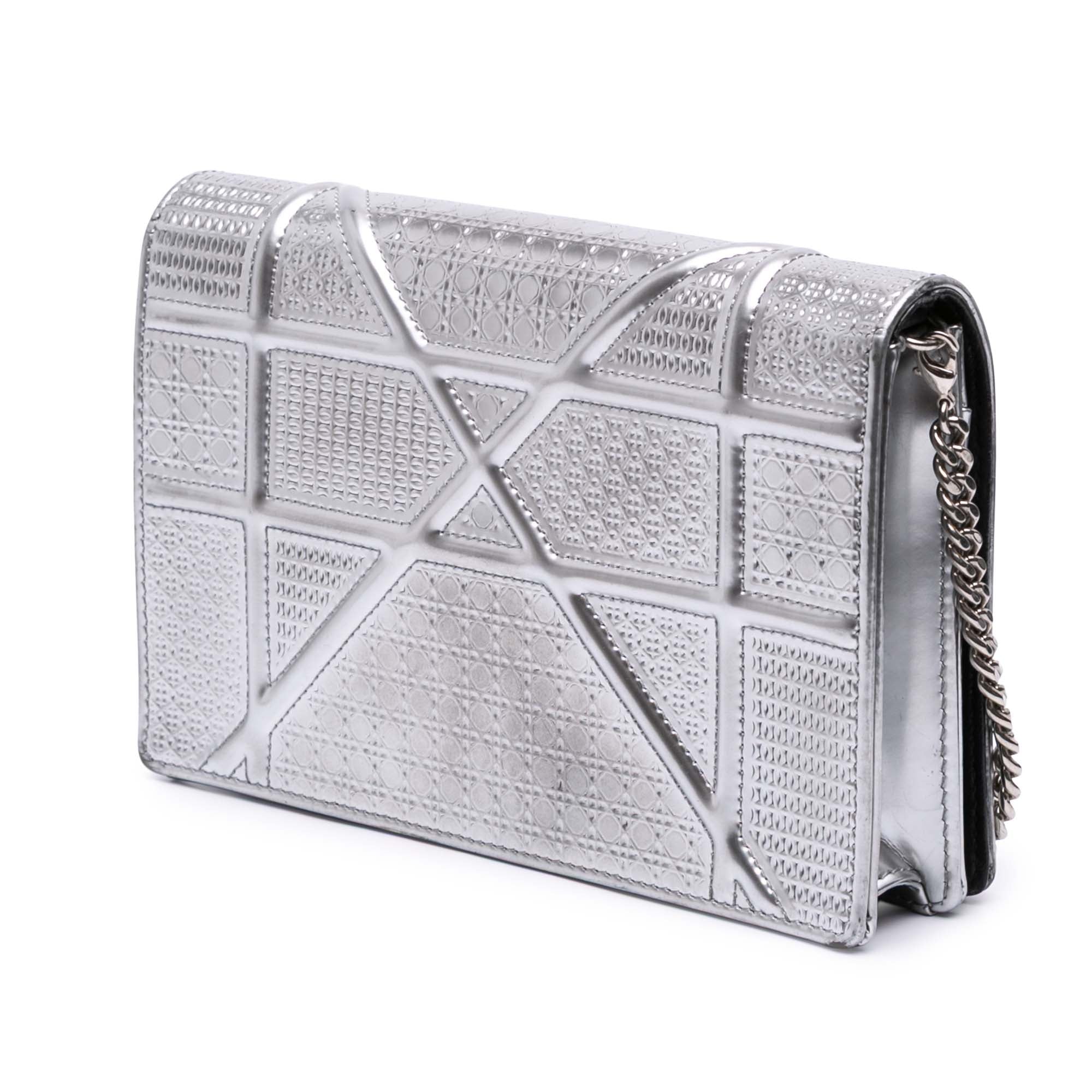 Metallic Patent Microcannage Diorama Wallet on Chain