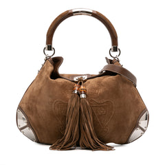 Large Crest Embossed Suede Indy Hobo