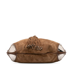 Large Crest Embossed Suede Indy Hobo